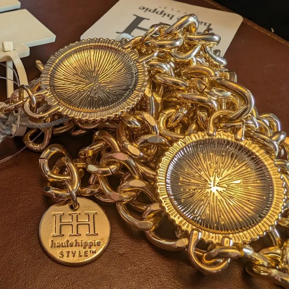 Haute Hippie Gold Medallion Jewel Chain Belt S/M NEW WITH TAGS Western